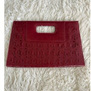 Red oversized Clutch Bag‎ Top Handle Magnetic Closure